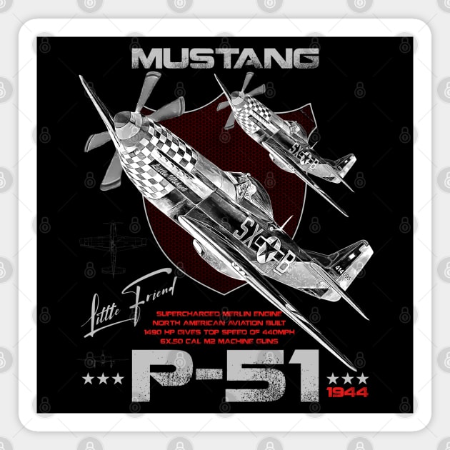 P51 Mustang WW2 Fighter Aircraft Magnet by aeroloversclothing